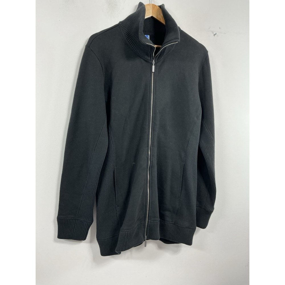 Mens Gap Body Long Sleeve Sweater XL Black Full Zip Mock Neck